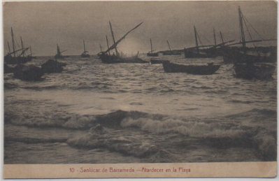 POSTAL ANTIGUA DE SANLUCAR DE BARRAMEDA. CADIZ. Nº 10 ATARDECER EN LA PLAYA