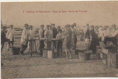 POSTAL ANTIGUA DE SANLUCAR DE BARRAMEDA. CADIZ. Nº 9 BAJO DE GUÍA - VENTA DE PESCADO
