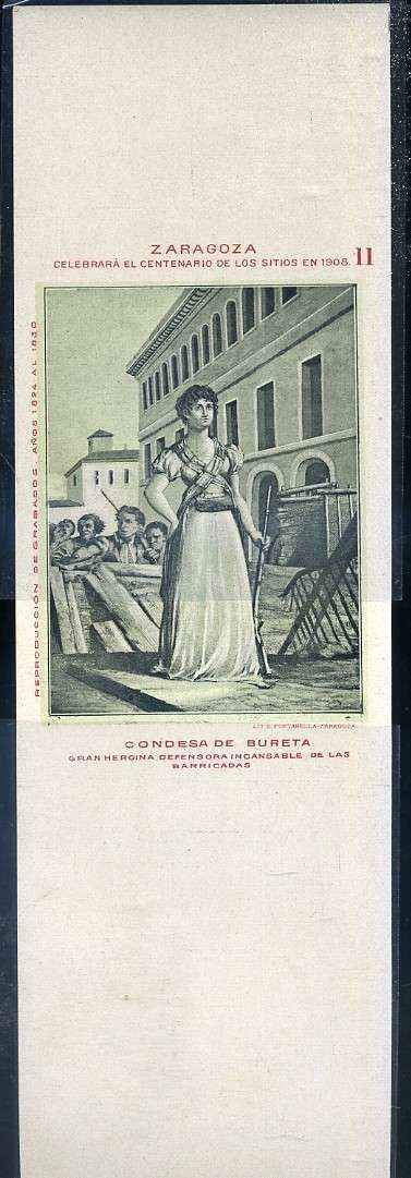 TARJETA POSTAL DE ZARAGOZA - CONDESA DE BURETA GRAN HEROÍNA