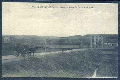 POSTAL ANTIGUA DE ZARAGOZA - ALHAMA DE ARAGON - CARRETERA DESDE LA ESTACION AL PUEBLO