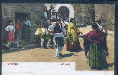 POSTAL ANTIGUA DE ZARAGOZA - LA JOTA. COSTUMBRES ARAGONESAS