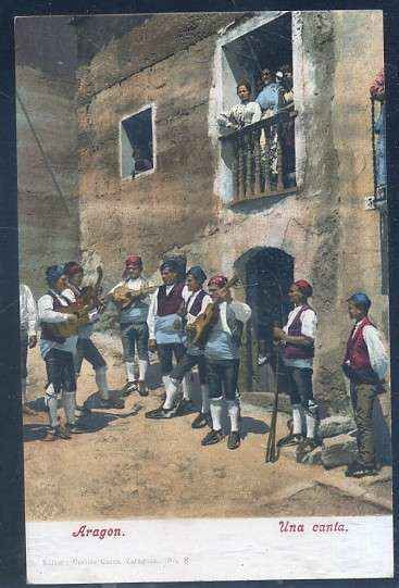 POSTAL ANTIGUA DE ZARAGOZA - ARAGON. UNA CANTA - COSTUMBRES ARAGONESAS