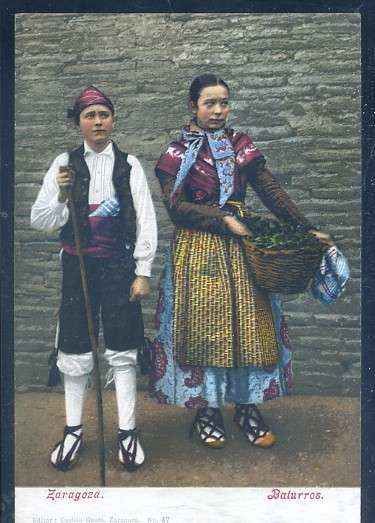 POSTAL ANTIGUA DE ZARAGOZA - BATURROS. COSTUMBRES ARAGONESAS