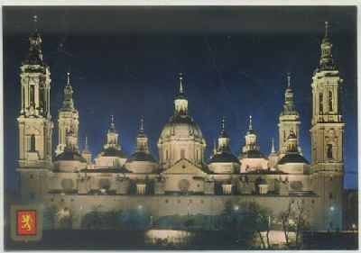POSTAL DE ZARAGOZA. TEMPLO DE NTRA. SRA. DEL PILAR. VISTA NOCTURNA Nº 384