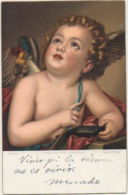 POSTAL DE ARTE. AMOR DEN PIEIL SCHLEIFEN. RAPHAEL MENGS