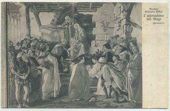 POSTAL DE ARTE. BOTTICELLI. L'ADORAZIONE DEI MAGI. FIRENZE. GALLERIA UFFIZI Nº 5695