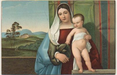 POSTAL DE ARTE. MADONNA MIT DEM KINDE. TIZIANO