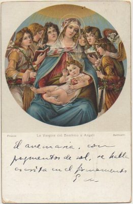 POSTAL DE ARTE. LA VERGINE COL S. BAMBINO E ANGELI. BOTTICHELLI
