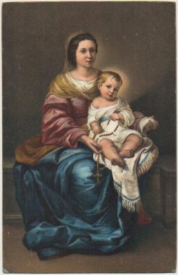 POSTAL DE ARTE. LA VERGINE DEL ROSARIO. MURILLO