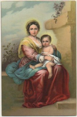 POSTAL DE ARTE. MADONNA COL BAMBINO. MURILLO