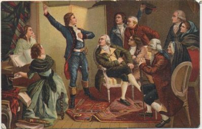 POSTAL DE ARTE. ROUGET DE LISLE CHANTANT LA MARSEILLOISE