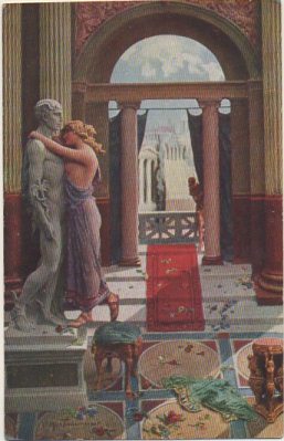 POSTAL DE ARTE. EL BESO DE EUNISIA. QUO VADIS. MASTROIANNI Nº 3
