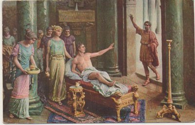 POSTAL DE ARTE. EN CASA DE PETRONIO. QUO VADIS. MASTROIANNI Nº 1