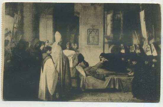 POSTAL DE ARTE. TRASLACION DE SAN FRANCISCO DE ASIS. B. MERCADÉ