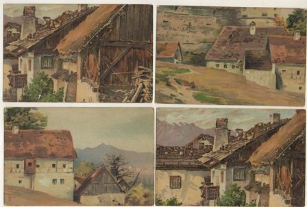 POSTALES DE ARTE. PINTURAS DE VISTAS DE PUEBLOS. 6 POSTALES