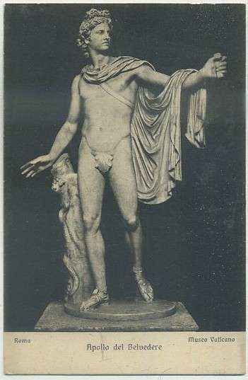 POSTAL DE ARTE. APOLLO DE BEL VEDERE. ROMA. MUSEO VATICANO