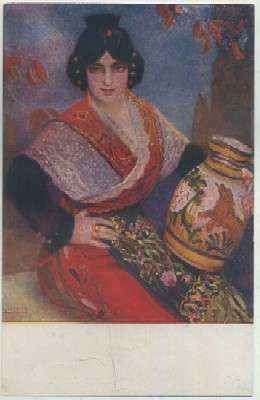 POSTAL DE ARTE. CARLOS VAZQUEZ. LA LECHERA DEL CUENTO Nº 1