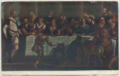 POSTAL DE ARTE. P. VERONESE. JESUS EN LAS BODAS DE CANÁ Nº 1005