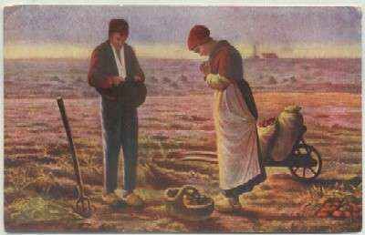 POSTAL DE ARTE. J. F. MILLET. L'ANGELUS Nº 1506