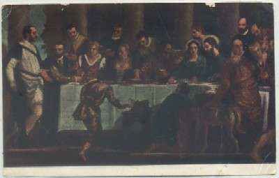 POSTAL DE ARTE. P. VERONESE. JESUS EN LAS BODAS DE CANÁ Nº 1005