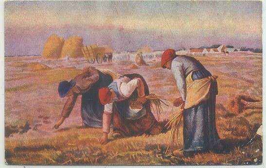 POSTAL DE ARTE. J. F. MILLET. LAS ESPIGADORAS. MUSEO DEL LOUVRE Nº 1507