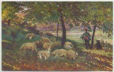 POSTAL DE ARTE. ROGELIO LOPEZ. APACENTANDO EL REBAÑO Nº 1