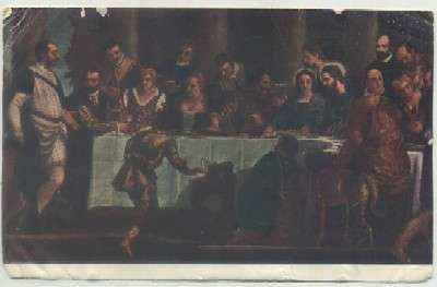 POSTAL DE ARTE. P. VERONESE. JESUS EN LAS BODAS DE CANÁ