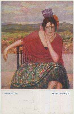 POSTAL DE ARTE. RAMON PALMAROLA. PENSATIVA Nº 1436