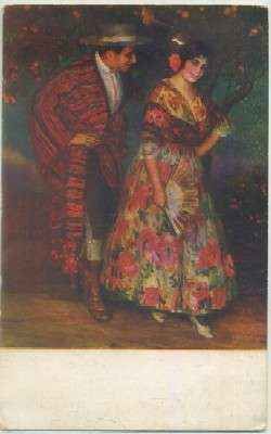 POSTAL DE ARTE. J. CARDONA. ENTRE NARANJOS Nº 37