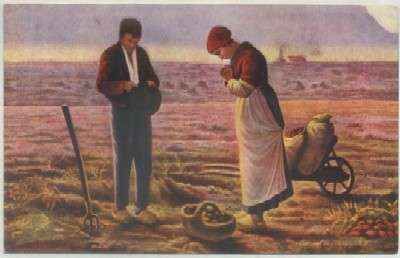 POSTAL DE ARTE. RAMON CASAS. F. MILLET. L'ANGELUS Nº 1506