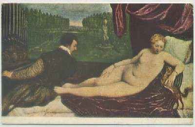 POSTAL DE ARTE. RAMON CASAS. TIZIANO. VENUS Y LA MUSICA Nº 1057