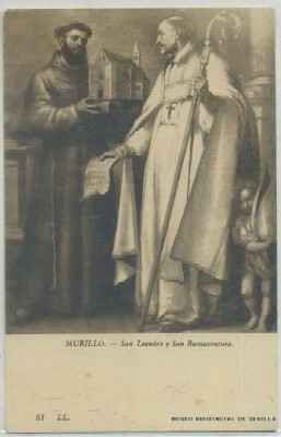 POSTAL DE ARTE. SAN LEANDRO Y SAN BUENAVENTURA. MUSEO DEL PRADO.