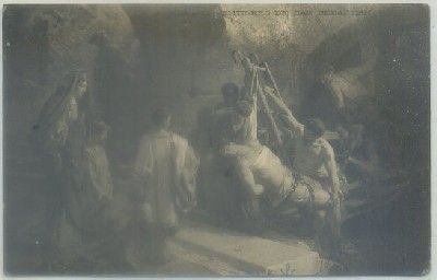 POSTAL DE ARTE. A. FERRANT. ENTIERRO DE SAN SEBASTIAN