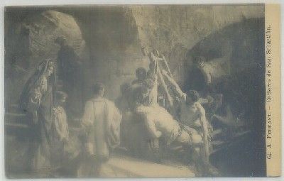 POSTAL DE ARTE. A. FERRANT. ENTIERRO DE SAN SEBASTIAN