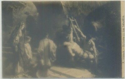 POSTAL DE ARTE. A. FERRANT. ENTIERRO DE SAN SEBASTIAN