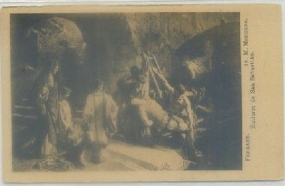 POSTAL DE ARTE. FERRANT. ENTIERRO DE SAN SEBASTIAN. M. MODERNO