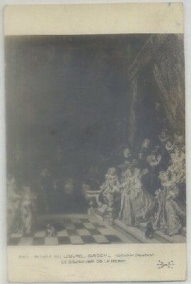 POSTAL DE ARTE. ISABEY. LE DEJEUNER DE LA REINE. MUSÉE DU LOUVRE
