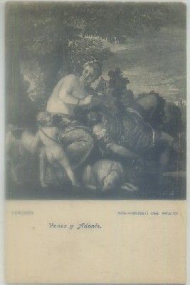 POSTAL DE ARTE. VERONES. VENUS Y ADONIS. MUSEO DEL PRADO