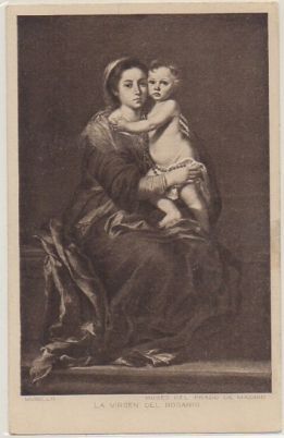 POSTAL DE ARTE. MURILLO. LA VIRGEN DEL ROSARIO. MUSEO DEL PRADO.