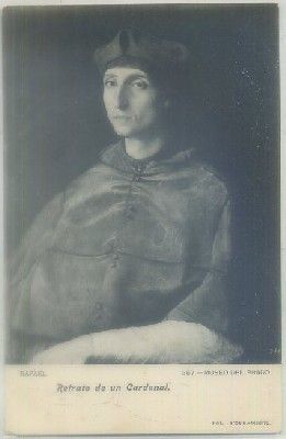 POSTAL DE ARTE. RAFAEL. RETRATO DE UN CARDENAL. MUSEO DEL PRADO.