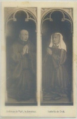POSTAL DE ARTE. JODOCUS DE VYDT, LE DONATEUR ET ISABELLA DE VYDT