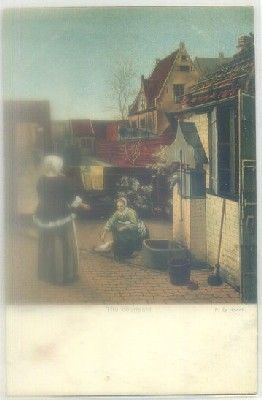 POSTAL DE ARTE. P. DE HOOCH. THE COTYARD