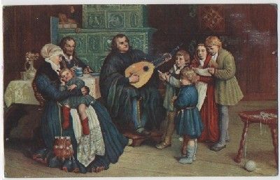 POSTAL DE ARTE. LUTHER IM KREISE SEINER FAMILIE. GUSTAV SPANGENBERG