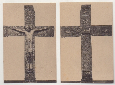POSTAL DE ARTE. CRUZ DE MARFIL. MUSEO ARQUEOLOGICO DE MADRID. 2 POSTALES