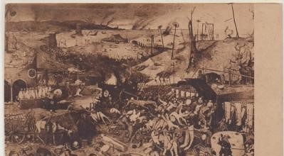 POSTAL DE ARTE. EL TRIUNFO DE LA MUERTE. P. BRUEGHEL. EL VIEJO. MUSEO DEL PRADO