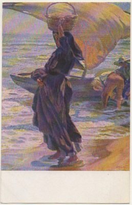 POSTAL DE ARTE. JOSE MONGRELL. PESCADORA DE CULLERA