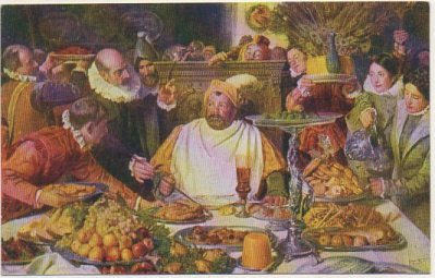 POSTAL DE ARTE. BANQUETE DE SANCHO PANZA. JOSE MORENO CARBONERO