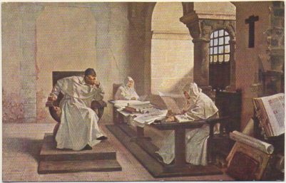 POSTAL DE ARTE. LES HOMMES DU ST OFFICE. J.P. LAURENS