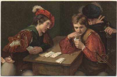 POSTAL DE ARTE. DER FALSCHSPIELER. CARAVAGGIO