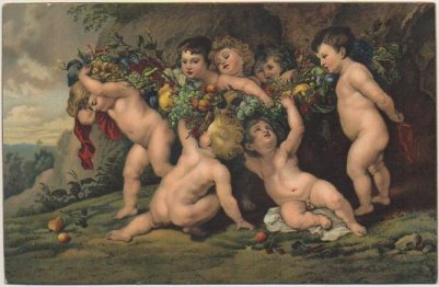 POSTAL DE ARTE. DER FRUCHTEKRAUZ. RUBENS